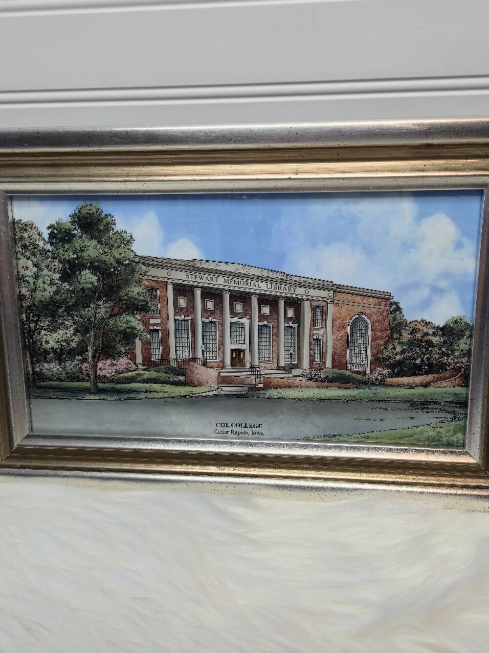Coe College - Cedar Rapids, Iowa - Eglomise Design Antiqued Silver Framed Print
